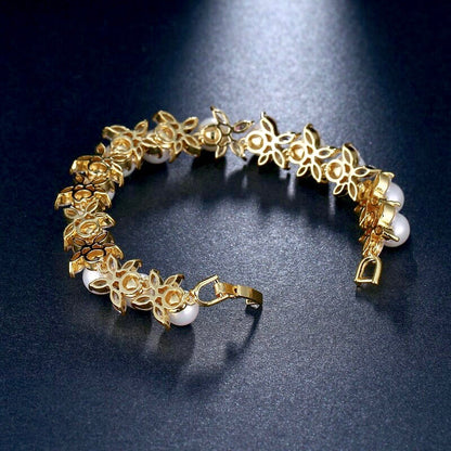 Farrah - Pearl and Cubic Zirconia Bridal Bracelet - Available in Silver, Rose Gold and Yellow Gold