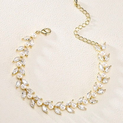 "Sadie" - Pearl Bridal Bracelet - Available in Silver, Rose Gold and Yellow Gold