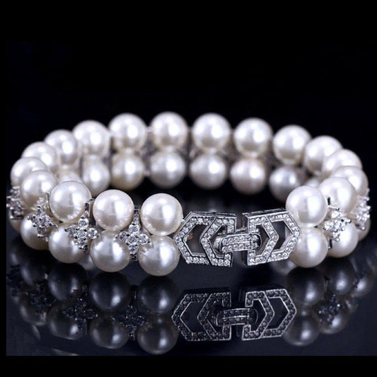 Katelyn - Pearl and Cubic Zirconia Bridal Bracelet