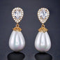 Kendalyn - Pearl and Cubic Zirconia Bridal Earrings - Available in Silver, Rose Gold and Yellow Gold
