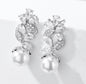 Almera - Pearl and Cubic Zirconia Bridal Earrings - Available in Rose Gold and Silver
