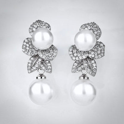 Cambria - Pearl Bridal Earrings - Available in Gold and Silver