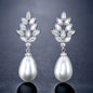 "Matilda" - Pearl and Cubic Zirconia Bridal Earrings - Available in Gold, Silver and Rose Gold