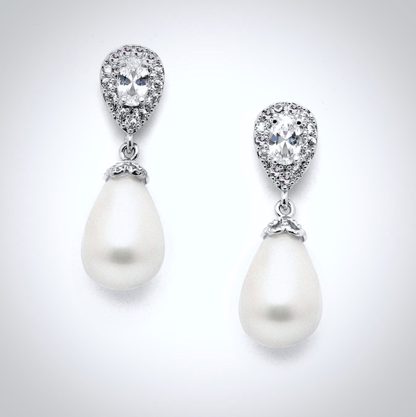 Kendalyn - Pearl and Cubic Zirconia Bridal Earrings - Available in Silver, Rose Gold and Yellow Gold