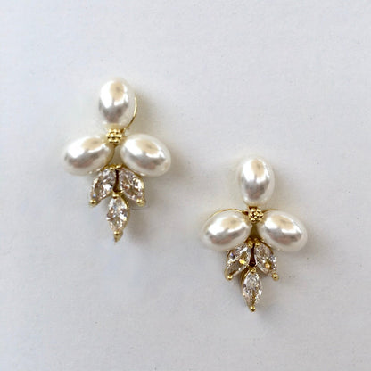 Adonna - Pearl and Cubic Zirconia Bridal Earrings - Available in Silver, Rose Gold and Yellow Gold