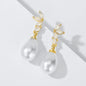 Renata - Pearl and Cubic Zirconia Bridal Earrings - Available in Silver, Rose Gold and Yellow Gold