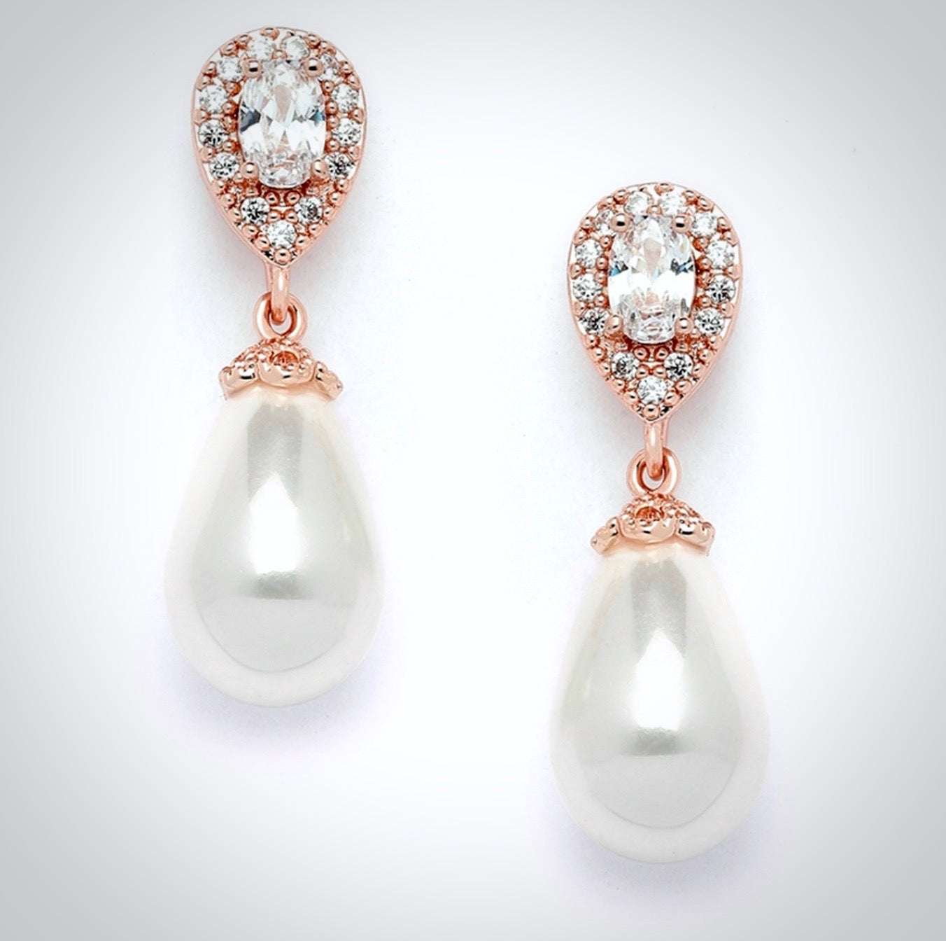 Kendalyn - Pearl and Cubic Zirconia Bridal Earrings - Available in Silver, Rose Gold and Yellow Gold