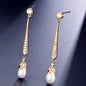 Cece - Art Deco Pearl and CZ Bridal Earrings - Available in Silver, Rose Gold and Yellow Gold