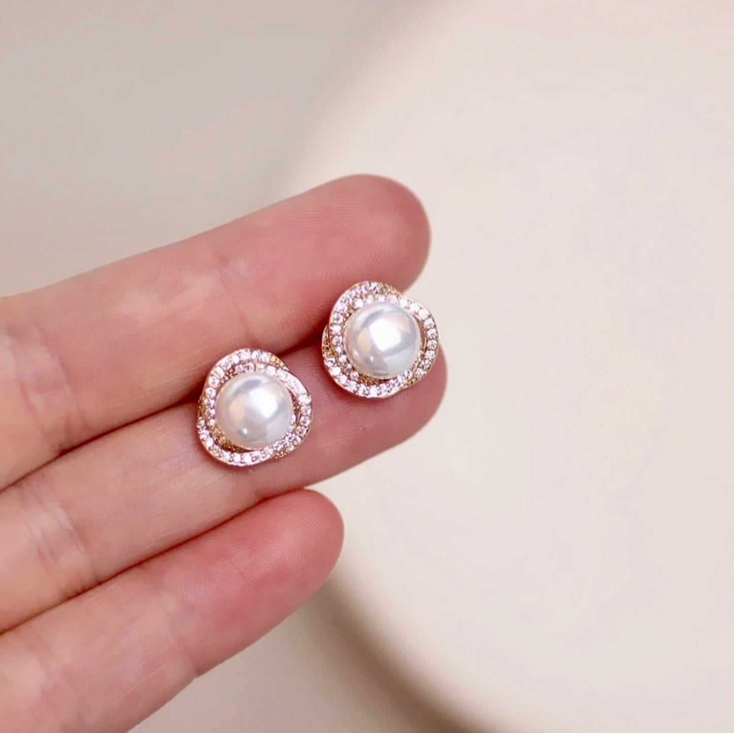 Margaux - Pearl and Cubic Zirconia Bridal Earrings - Available in Silver, Rose Gold and Yellow Gold