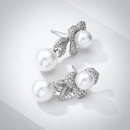 Cambria - Pearl Bridal Earrings - Available in Gold and Silver
