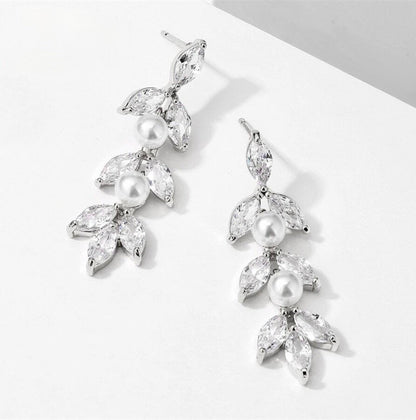 "Sadie" - Pearl Bridal Earrings - Available in Silver, Rose Gold and Yellow Gold