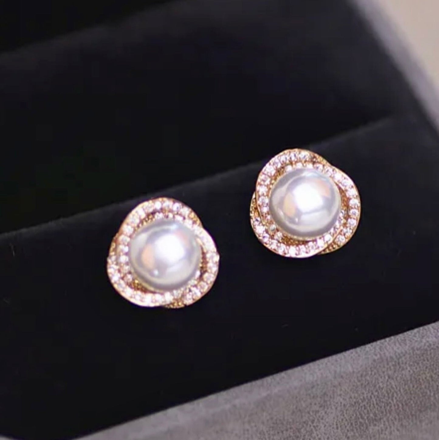 Margaux - Pearl and Cubic Zirconia Bridal Earrings - Available in Silver, Rose Gold and Yellow Gold