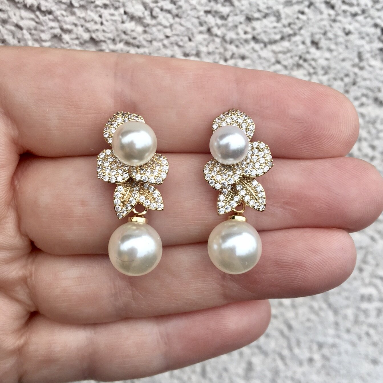 Cambria - Pearl Bridal Earrings - Available in Gold and Silver