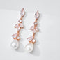 Senna - Pearl and Cubic Zirconia Bridal Earrings - Available in Rose Gold and Silver