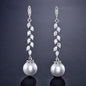Ursula - Pearl and Cubic Zirconia Bridal Earrings - Available in Silver and Rose Gold