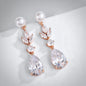 Perla - Pearl and Cubic Zirconia Bridal Earrings - Available in Silver, Rose Gold and Yellow Gold