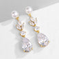 Perla - Pearl and Cubic Zirconia Bridal Earrings - Available in Silver, Rose Gold and Yellow Gold