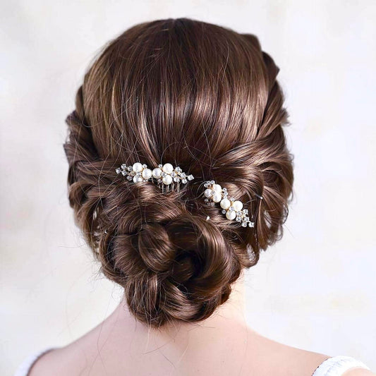 "Mera" - Pearl Bridal Hair Comb Set of 2 - Available in Gold and Silver