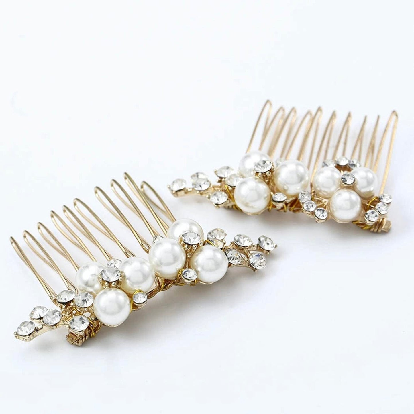 "Mera" - Pearl Bridal Hair Comb Set of 2 - Available in Gold and Silver