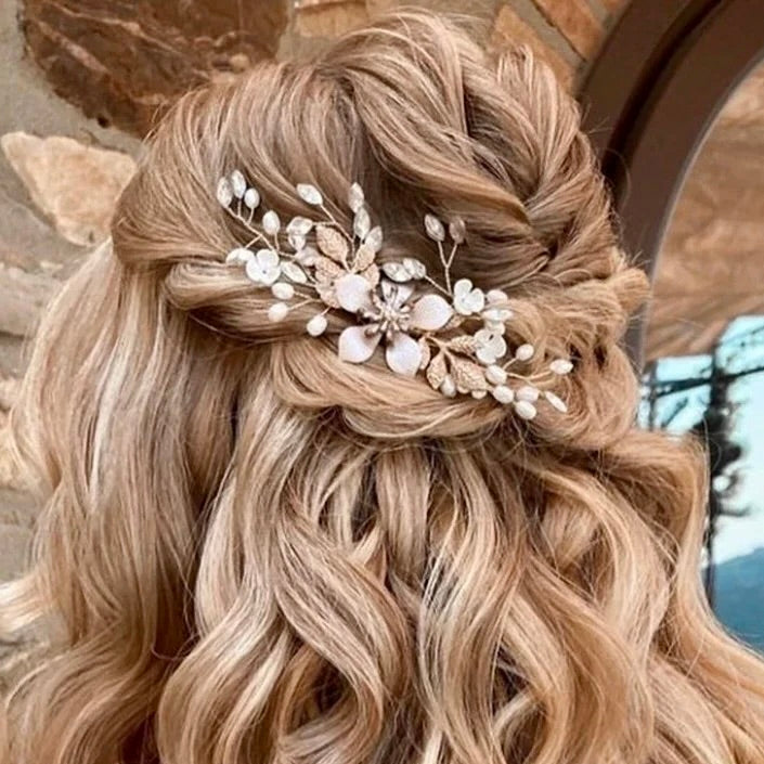 "Mimi" - Gold Pearl Bridal Hair Comb
