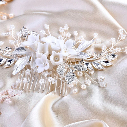 Dawn - Pearl and Crystal Bridal Hair Comb - Available in Silver, Rose Gold and Yellow Gold