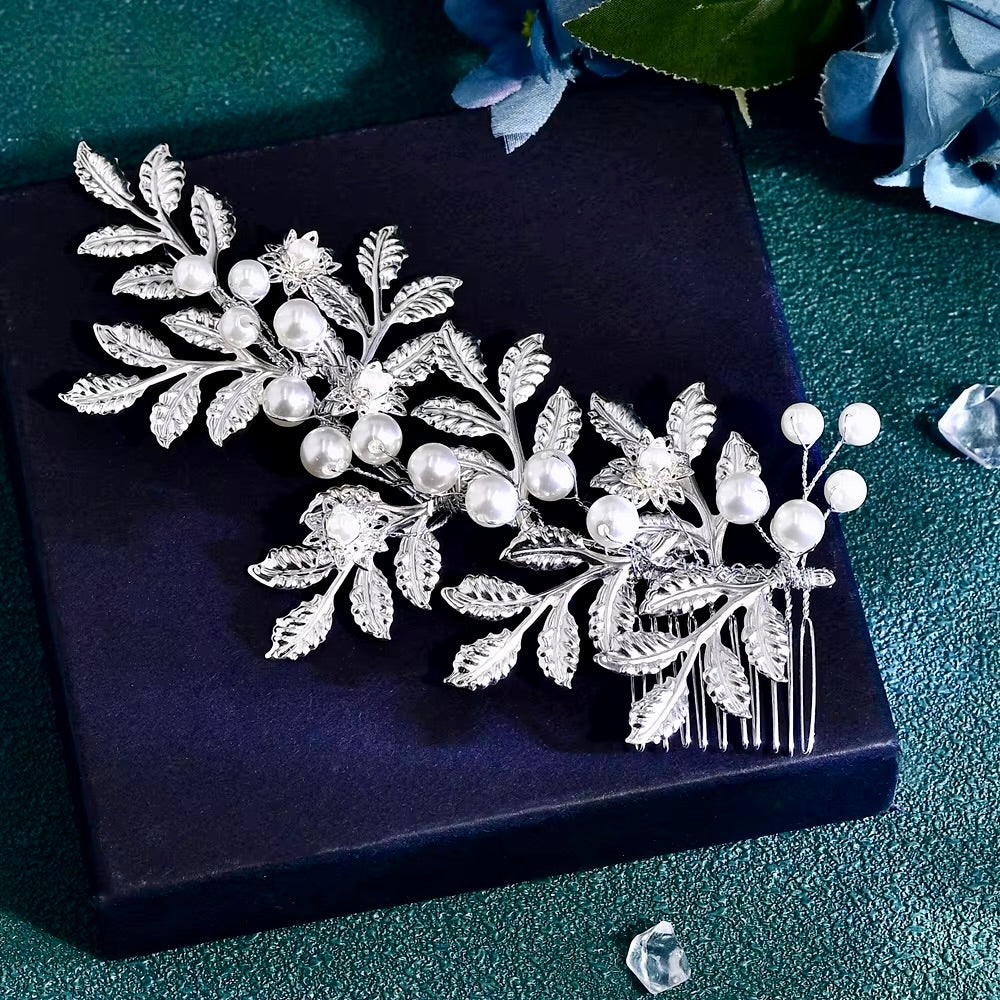 Cesaria - Silver Pearl Bridal Hair Comb