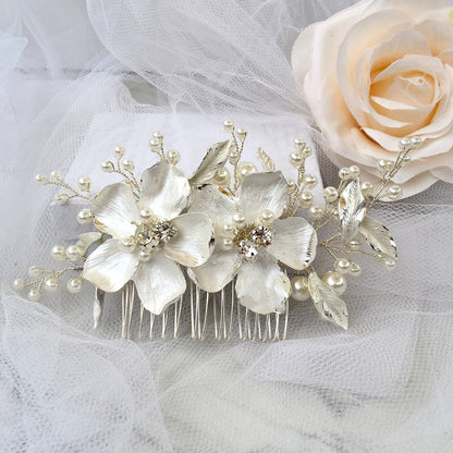 Geneva - Pearl Bridal Hair Comb - Available in Gold and Silver