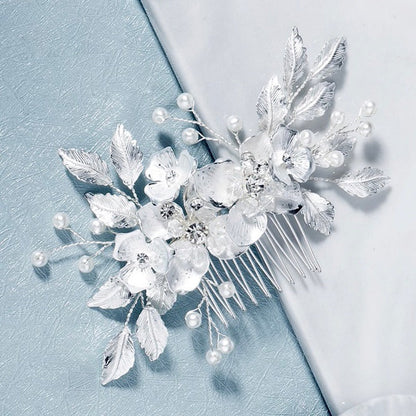 "Emery" - Pearl and Crystal Bridal Hair Comb - Available in Silver, Rose Gold and Yellow Gold