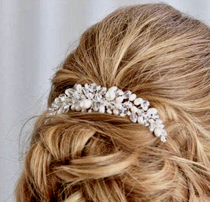 "Daliya" - Silver Natural Pearls Bridal Hair Comb