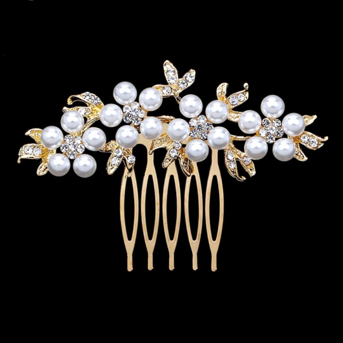 "Jada" - Pearl and Crystal Bridal Hair Comb - Available in Silver and Gold