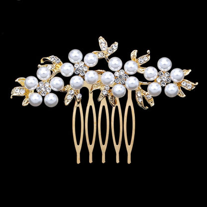 "Jada" - Pearl and Crystal Bridal Hair Comb - Available in Silver and Gold