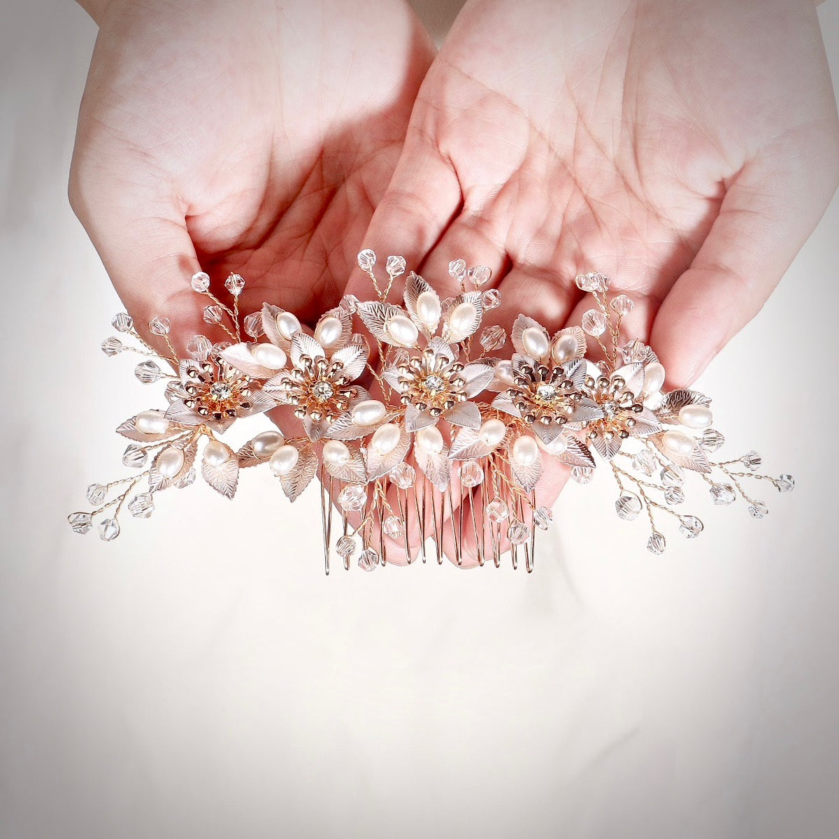 "Martina" - Pearl and Crystal Bridal Hair Comb - Available in Gold and Silver