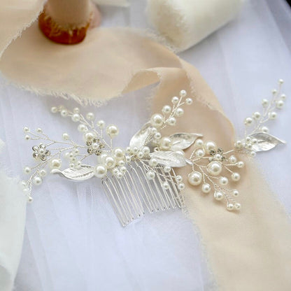 Chandra - Pearl Bridal Hair Comb - Available in Gold and Silver