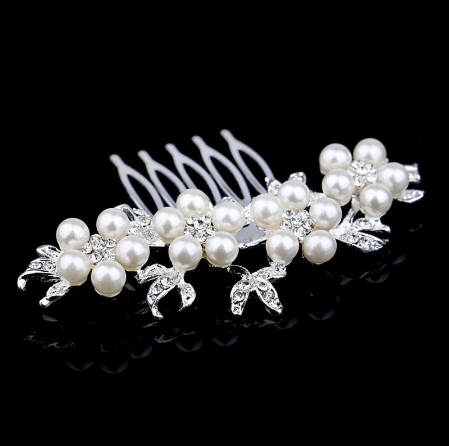 "Jada" - Pearl and Crystal Bridal Hair Comb - Available in Silver and Gold