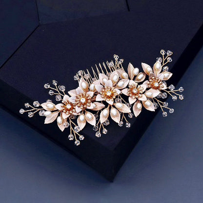 "Martina" - Pearl and Crystal Bridal Hair Comb - Available in Gold and Silver