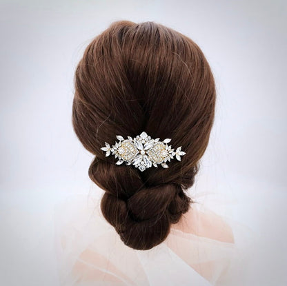 "Merida" - Pearl and Crystal Bridal Hair Comb - Available in Gold and Silver