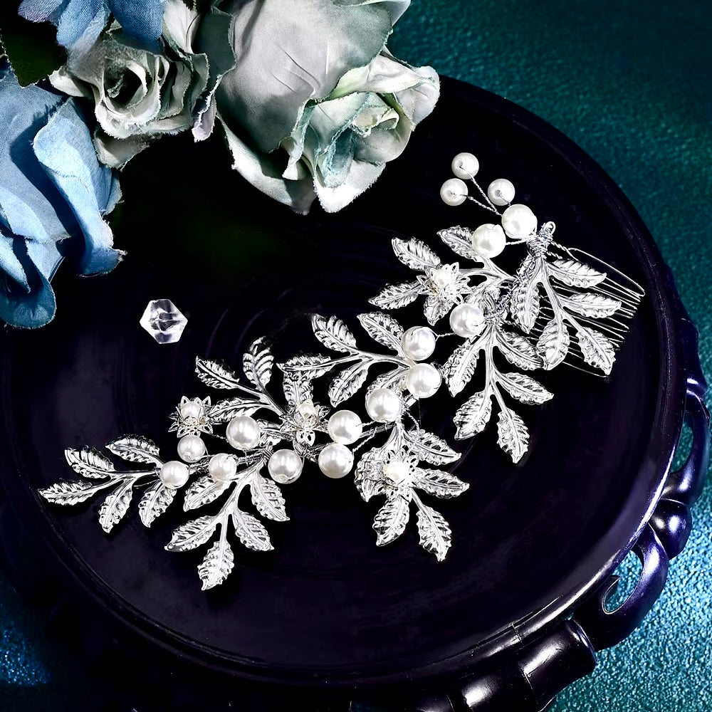 Cesaria - Silver Pearl Bridal Hair Comb