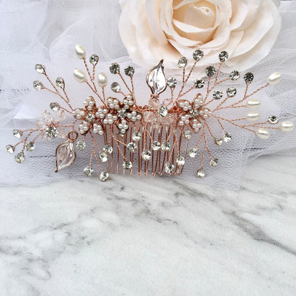 "Lucinda" - Pearl Bridal Hair Comb - Available in Silver, Yellow Gold and Rose Gold