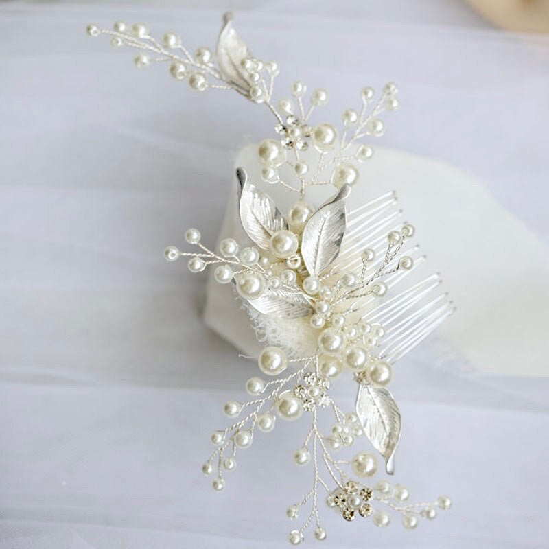 Chandra - Pearl Bridal Hair Comb - Available in Gold and Silver