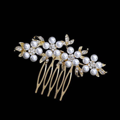 "Jada" - Pearl and Crystal Bridal Hair Comb - Available in Silver and Gold