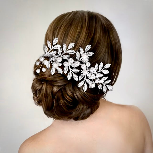 Cesaria - Silver Pearl Bridal Hair Comb