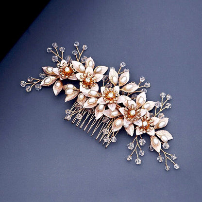 "Martina" - Pearl and Crystal Bridal Hair Comb - Available in Gold and Silver