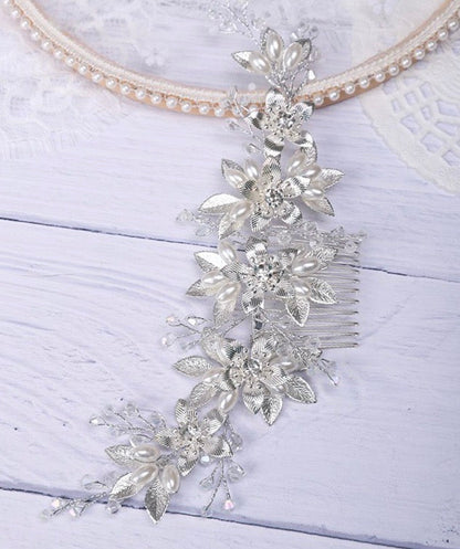 "Martina" - Pearl and Crystal Bridal Hair Comb - Available in Gold and Silver