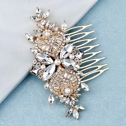 "Merida" - Pearl and Crystal Bridal Hair Comb - Available in Gold and Silver