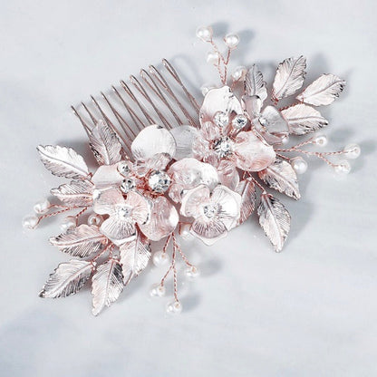 "Emery" - Pearl and Crystal Bridal Hair Comb - Available in Silver, Rose Gold and Yellow Gold