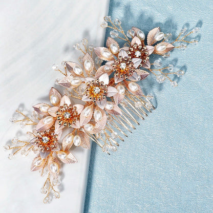 "Martina" - Pearl and Crystal Bridal Hair Comb - Available in Gold and Silver