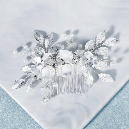 "Emery" - Pearl and Crystal Bridal Hair Comb - Available in Silver, Rose Gold and Yellow Gold
