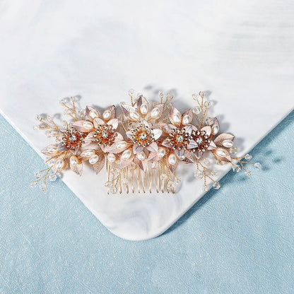 "Martina" - Pearl and Crystal Bridal Hair Comb - Available in Gold and Silver