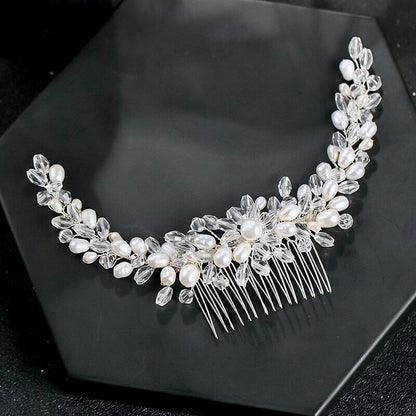 "Daliya" - Silver Natural Pearls Bridal Hair Comb