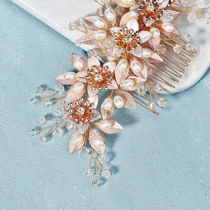 "Martina" - Pearl and Crystal Bridal Hair Comb - Available in Gold and Silver
